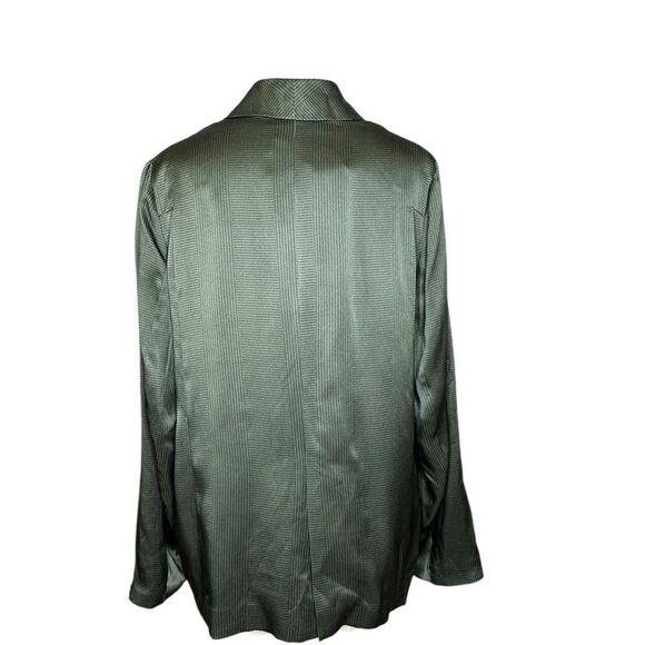 Asceno Green Silk Double Breasted Oversized Blazer | Size M - Picture 7 of 12